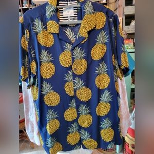 Denim and Flowers pineapple motif casual shirt.